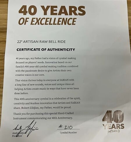 Sabian 40th Anniversary Limited Artisan 22" Raw Bell Ride 2.jpg